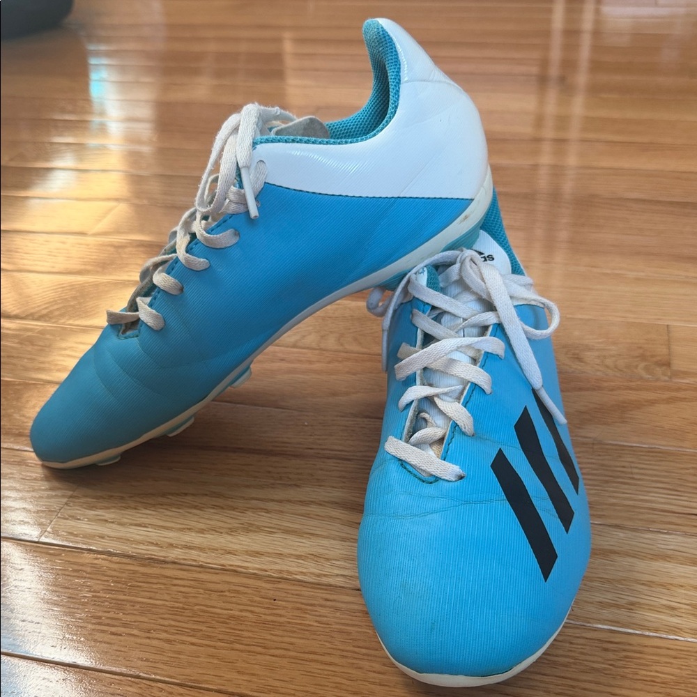 Adidas X 19.4 Youth Soccer Cleats Size 4.5 Blue White Firm Ground Shoes